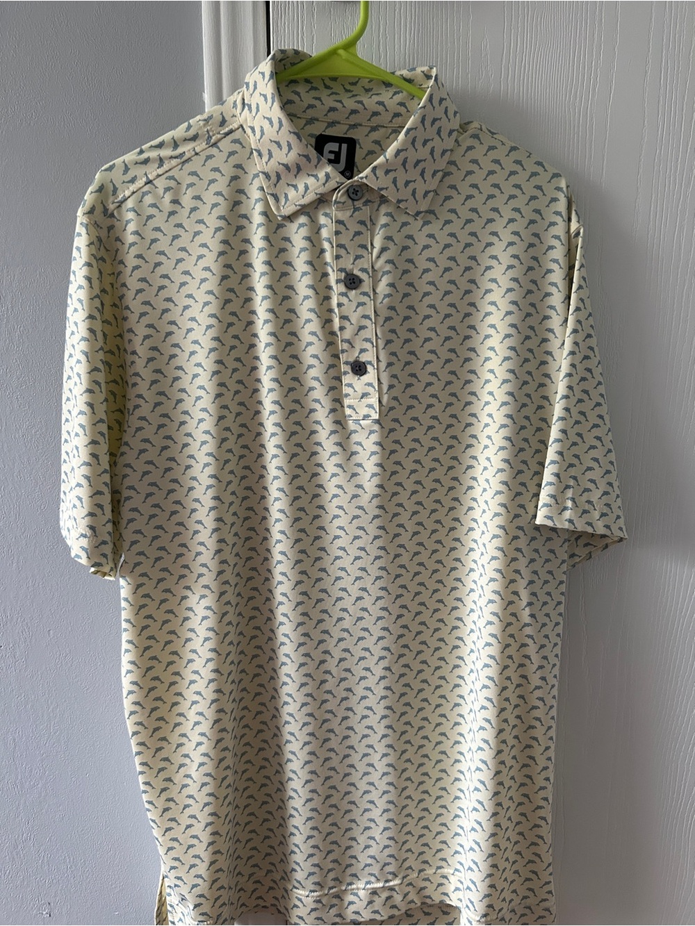 FootJoy Cream Polo with Light Blue Micro Print